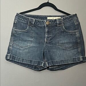 DKNY Dark Blue Denim Cuffed Jean Shorts
